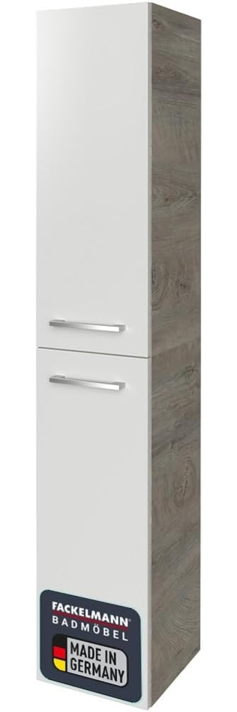 Fackelmann B.STYLE Hochschrank links, 30 cm breit, Weiß/Grau Bild 1