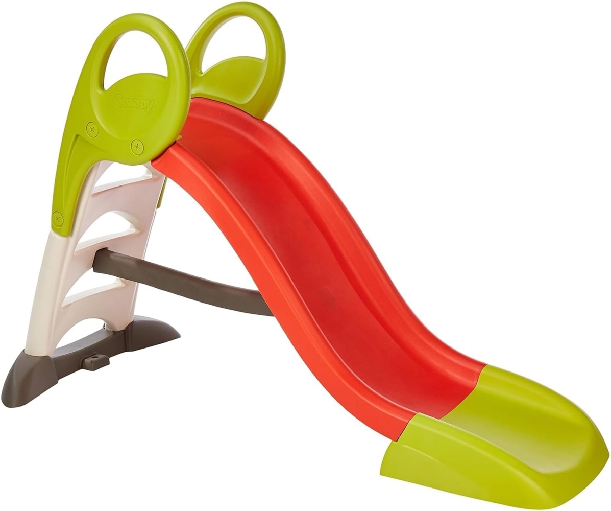 Smoby 'KS Rutsche', rot/hellgrün, kompakte Kinderrutsche mit Wasseranschluss, 1,5 Meter lang, mit Rutschauslauf, Verstrebung, Haltegriffen, für Kinder ab 2 Jahren Bild 1