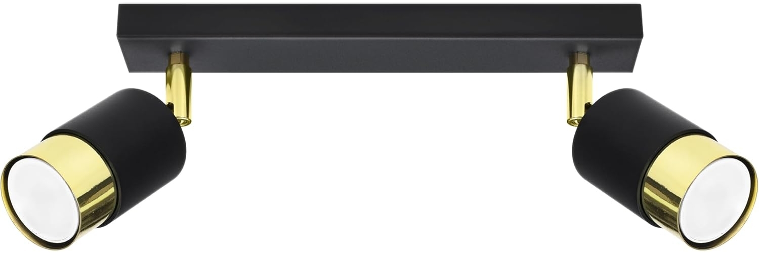 SOLLUX SL. 1070 Deckenleuchte NERO 2 schwarz/golden Stahl 40W L: 30cm B: 5cm H: 18cm dimmbar Bild 1