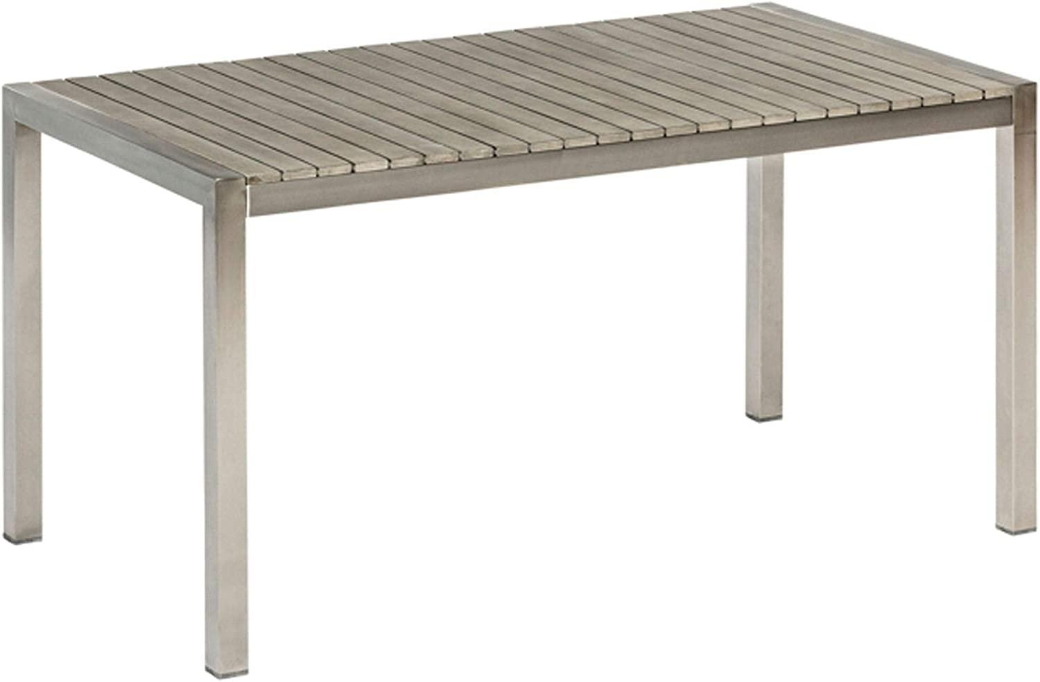 Merxx Gartentisch San Severo Tisch Edelstahl, Akazie silber, grau 150 cm x 80 cm x 75 cm Bild 1