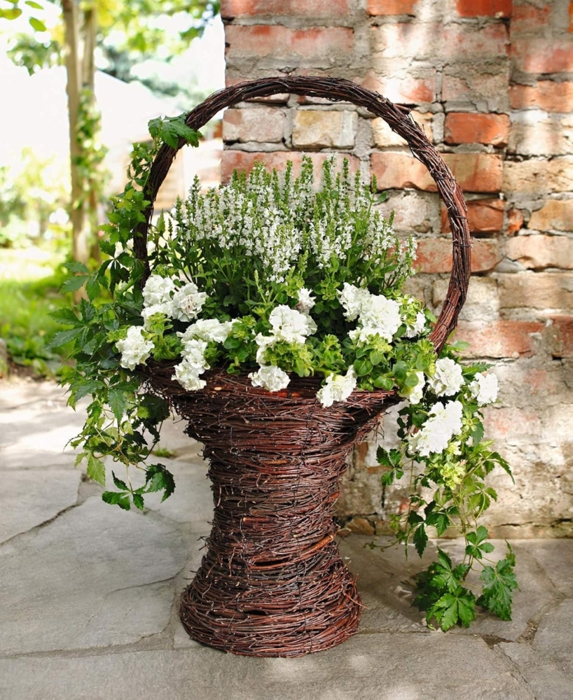 großer Pflanzkorb aus Birkenreisig, 73 cm hoch, Geschenkkorb, Pflanzkübel, Blumenkorb, Pflanztopf, Gartendeko für Draußen Bild 1