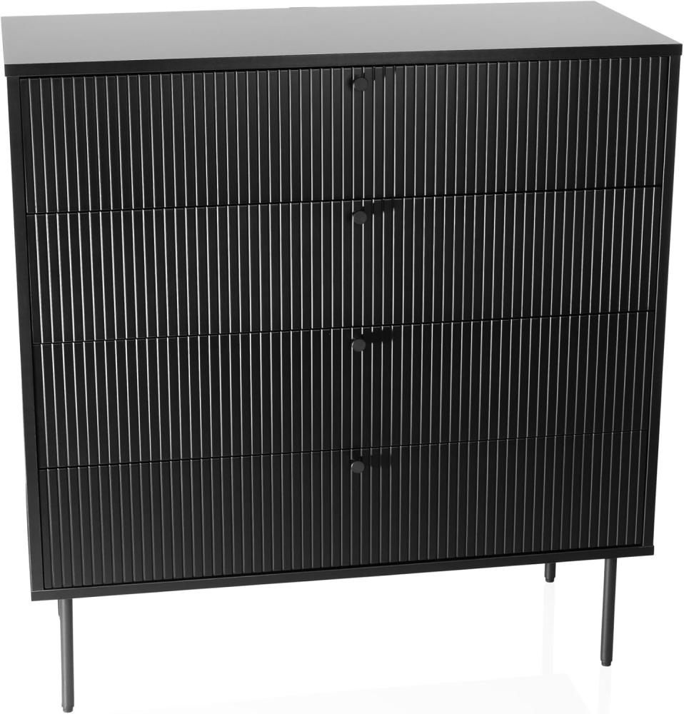 hjh LIVING Kommode mit 4 Schubladen KARBY K 90 x 40 x 95 cm, Schubladenschrank im Industrial-Stil, viel Stauraum, Schwarz Bild 1