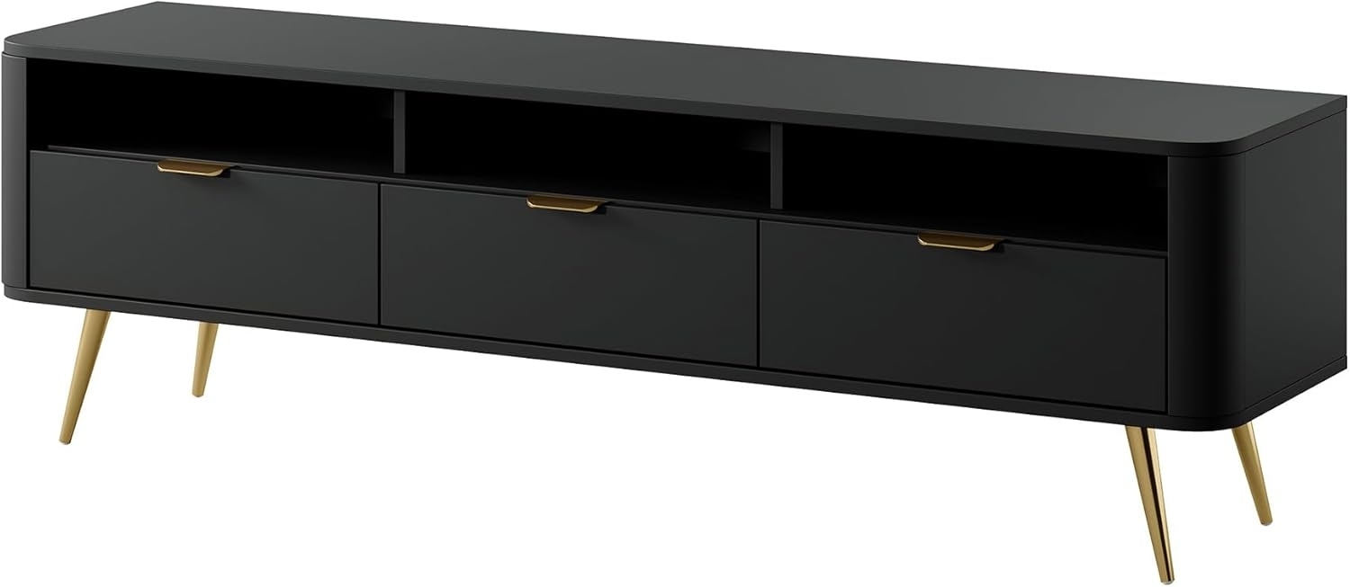 Selsey TV-Schrank, Holzwerkstoff, Schwarz, 160 cm Longueur Bild 1