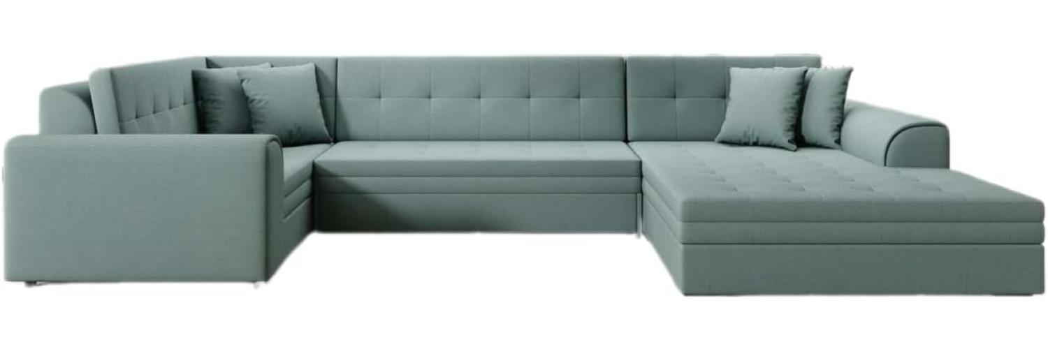 Designer Sofa Velio mit Schlaffunktion Stoff Grün Rechts Bild 1