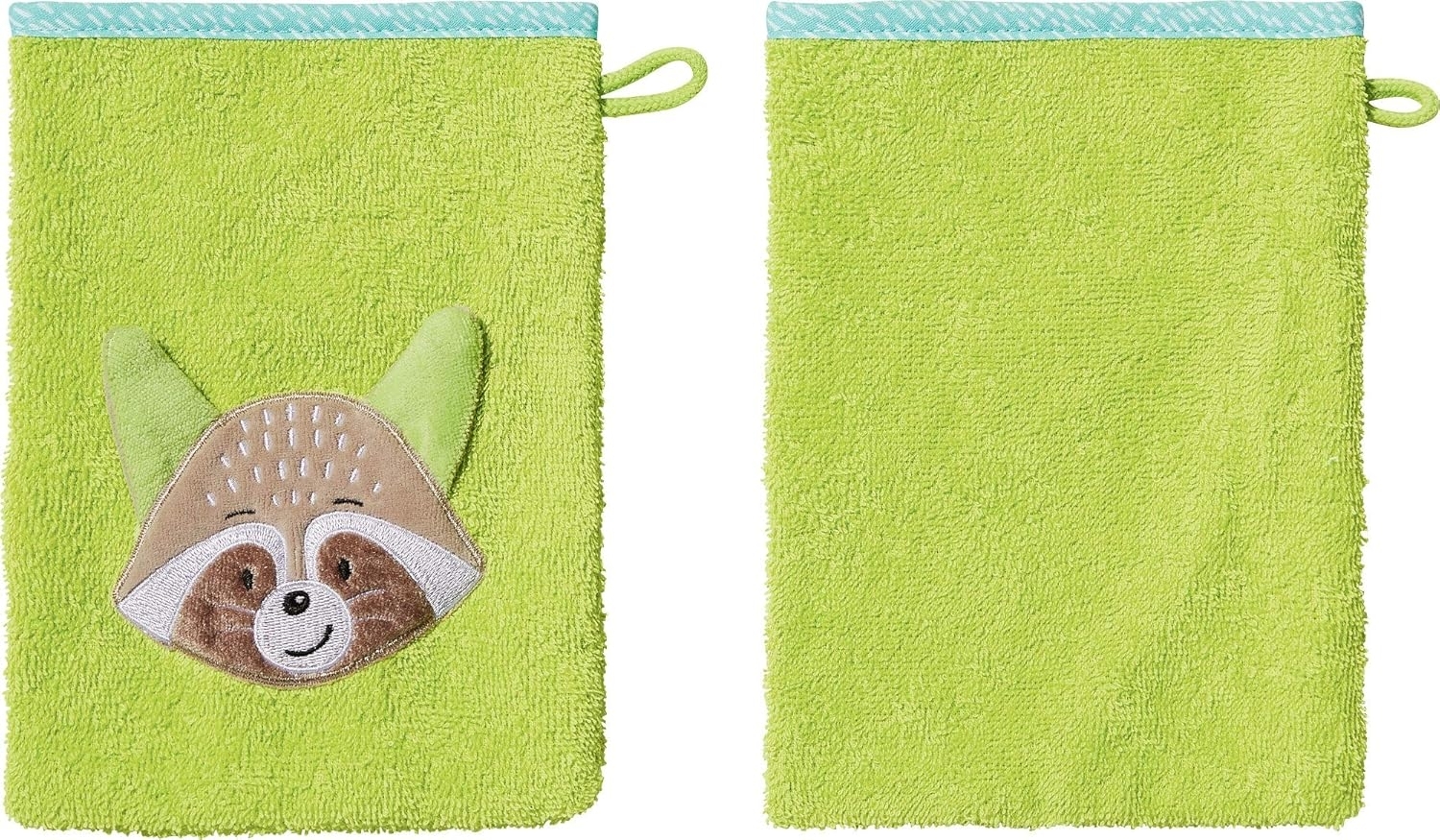 Erwin Müller Waschhandschuh Kinder-Waschhandschuh "Waschbär" 2er-Pack, (2-St), Walk-Frottier Uni Bild 1