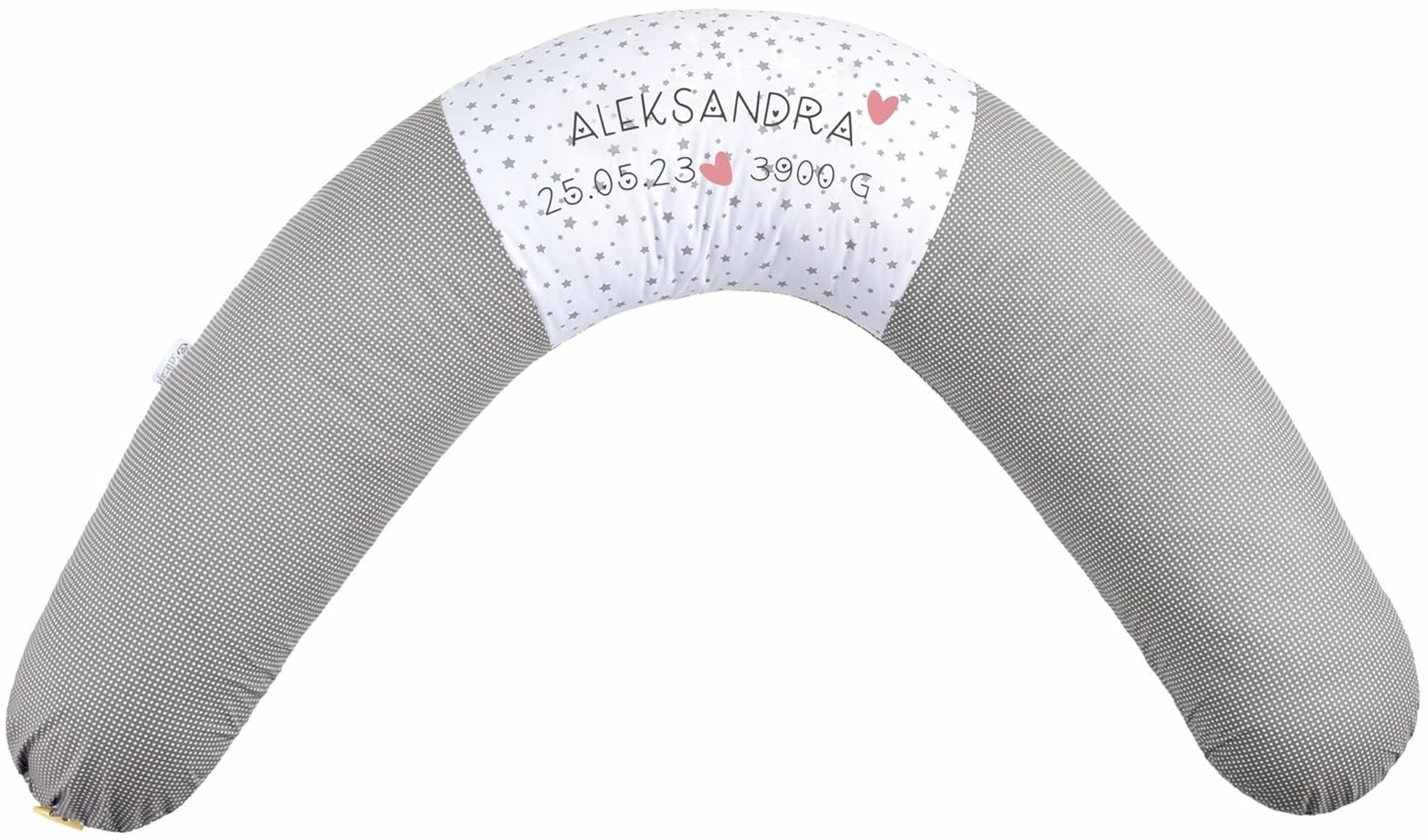 sei Design Stillkissenbezug XXL 190x30 cm - personalisiert mit Namen und Geburtsdatum personalisierte Geschenke Baby Junge Mädchen für Stillkissen Lagerungskissen Schwangerschaftskissen Bild 1