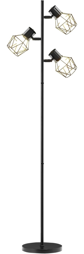 HOMCOM Stehlampe mit 3 E27 Fassungen, 40 W Standlampe mit 3 Verstellbar Flammen, Ohne Leuchtmittel, Metall, exkl. Glühbirne, Schwarz Bild 1