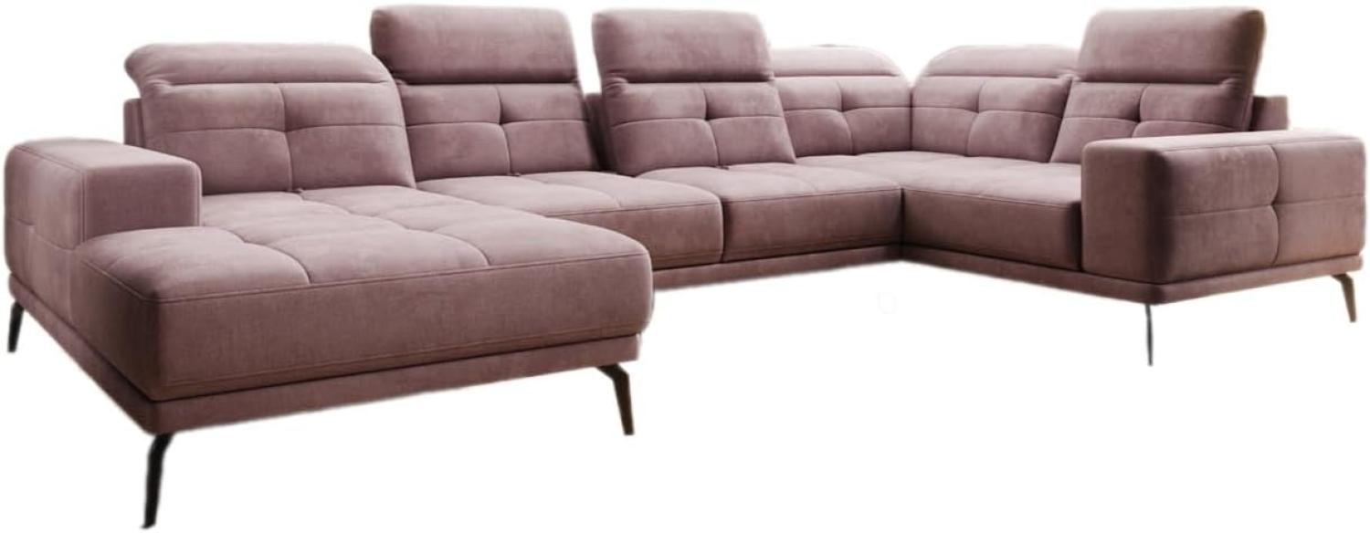 Designer Sofa Nerio mit verstellbarer Kopf- und Rückenlehne Samt Rosé Links Bild 1