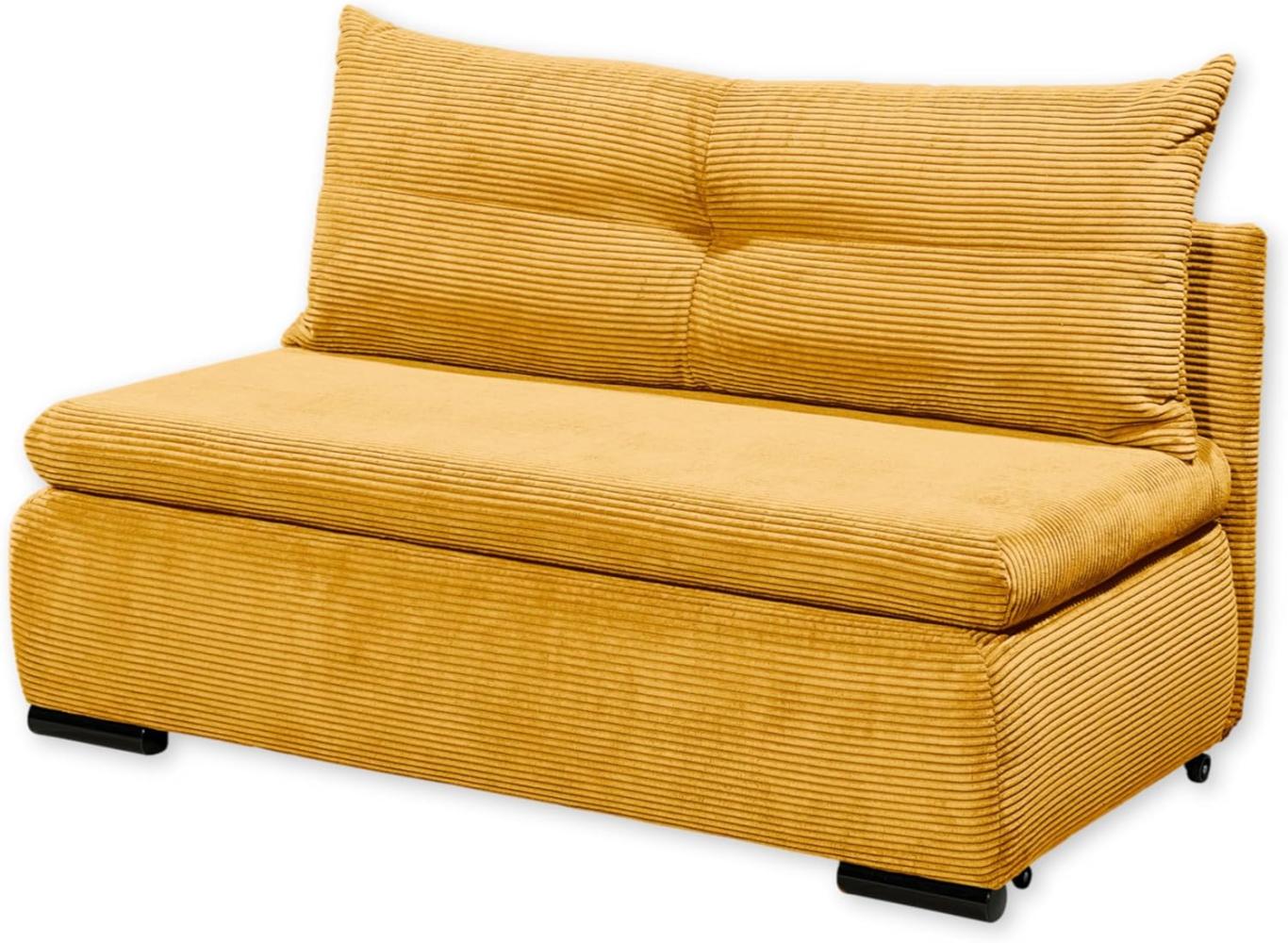 Stella Trading CHARLIE Bequemes Schlafsofa mit Bettkasten in Cord-Optik, Mustard - Kompaktes Sofa mit Schlaffunktion - 153 x 75/90/92 x 83 cm (B/H/T) Bild 1