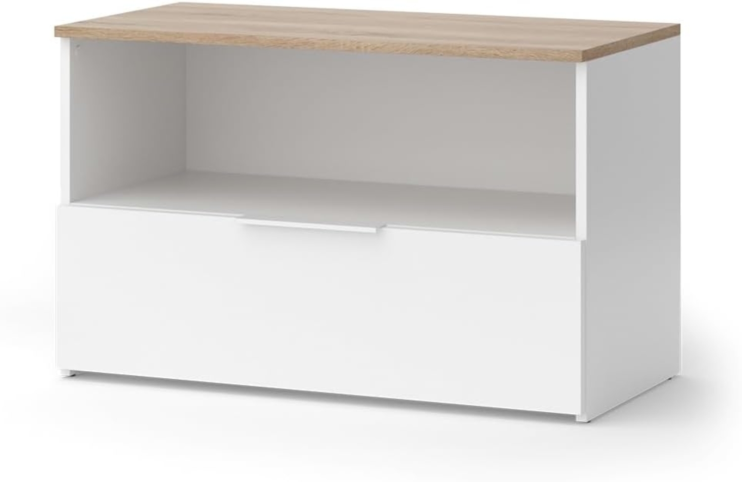 Kommode Wido Weiß/Sonoma 80 x 50 cm mit 1 geschlossenem Fach Vicco Bild 1