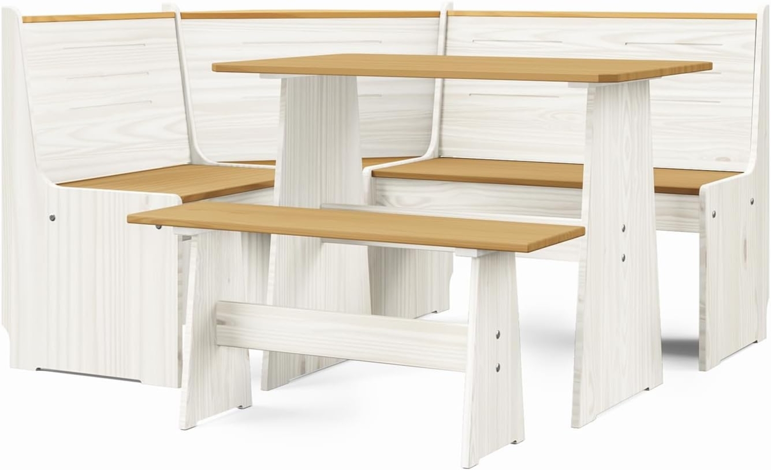 HTI-Living Eckbank Eckbankgruppe Marija (Set, 3-St, 1 Esstisch, 1 Eckbank mit Rücklehne, 1 Sitzbank), Esstisch Eck- und Sitzbank Landhausstil Bild 1