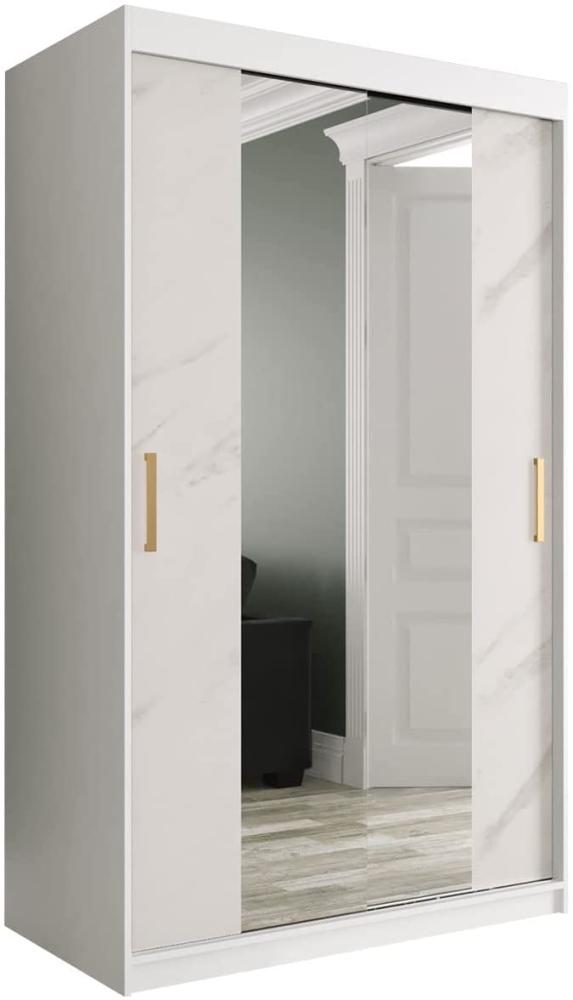 Kleiderschrank Kamoga T1 120 (Weiß / Marmor Weiß + Gold, ohne Schubladen) Bild 1