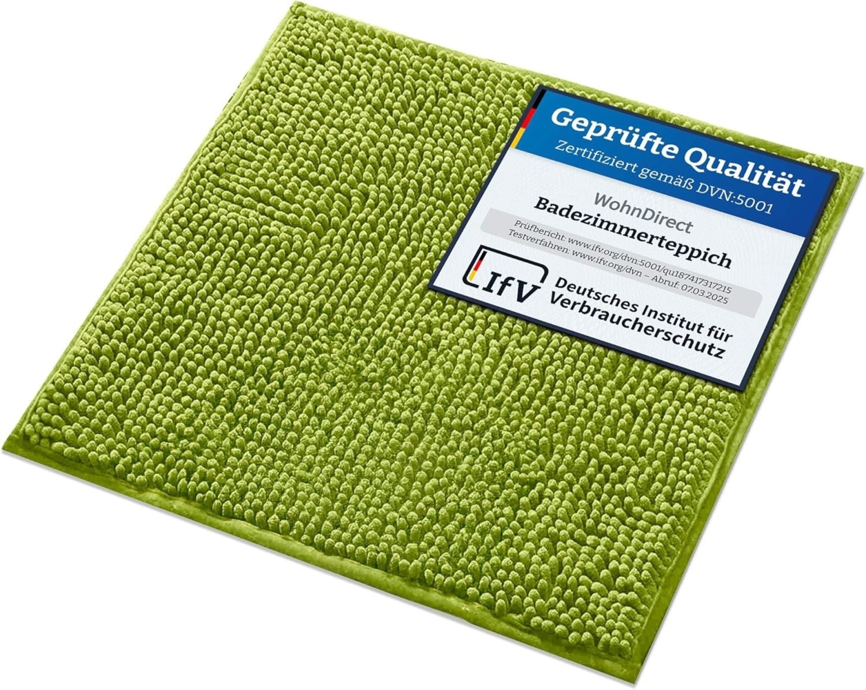 WohnDirect Badematte 45x45 cm | Grün - rutschfest & Waschbar - Badezimmerteppich zum Set kombinierbar, Badvorleger, WC Garnitur, Badteppich Bild 1