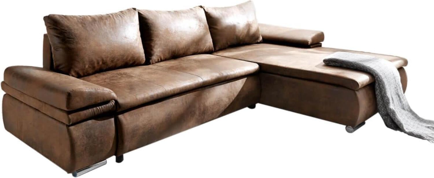 Eckcouch Gitano Braun 300x175 cm Schlaffunktion Antik Ottomane variabel Ecksofa Bild 1
