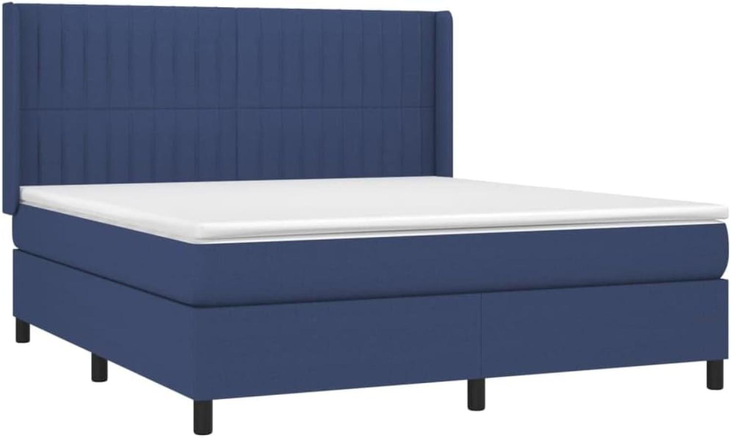 vidaXL Boxspringbett mit Matratze Blau 180x200 cm Stoff 3131615 Bild 1