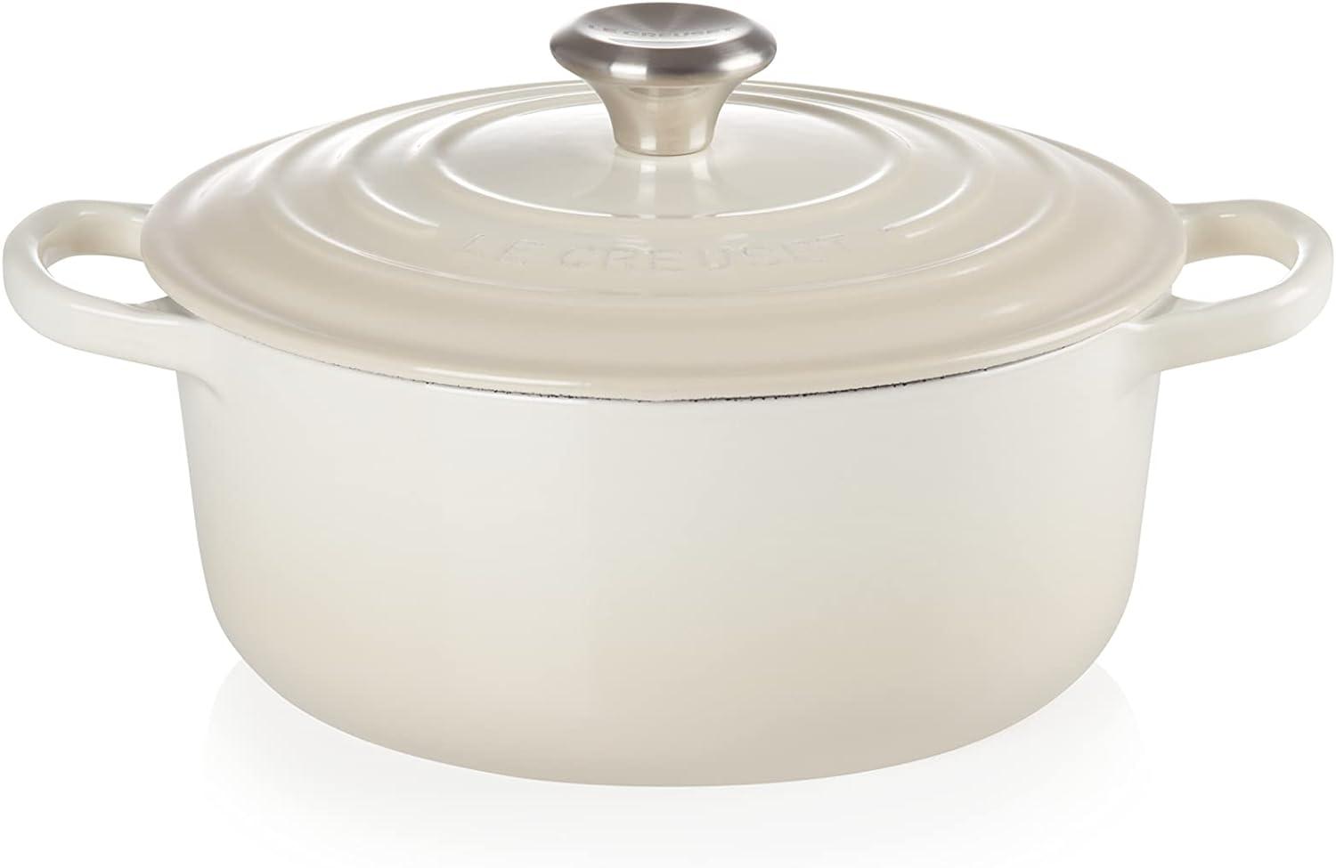 Le Creuset Signature Gusseisen-Bräter mit Deckel, Für alle Herdarten und Induktion geeignet, Rund, Meringue, 20,0 cm, 2.4 Bild 1