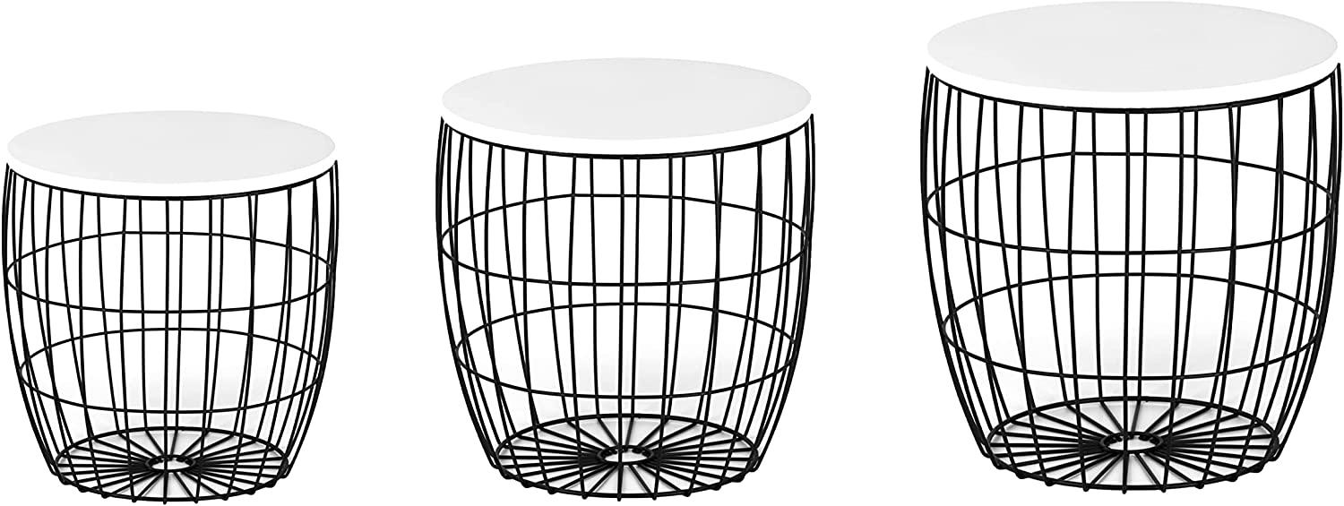 Ribelli Metalltisch , Nachttisch, Metalltisch Weiße Platte, 3er Set Rundes Design Bild 1