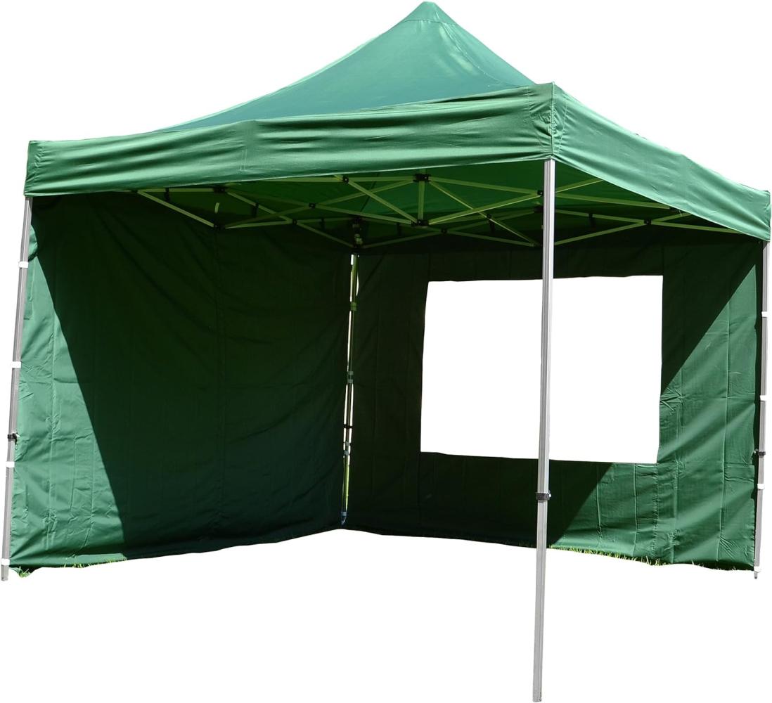 Nexos SM936152_SL01 Profi Faltpavillon Partyzelt Pavillon 3x3 m mit 4 Seitenteilen - hochwertige Ausführung - wasserdichtes Dach 270 g m² plus Tragetasche - Farbe: grün, Polyester Faltpavillon Bild 1