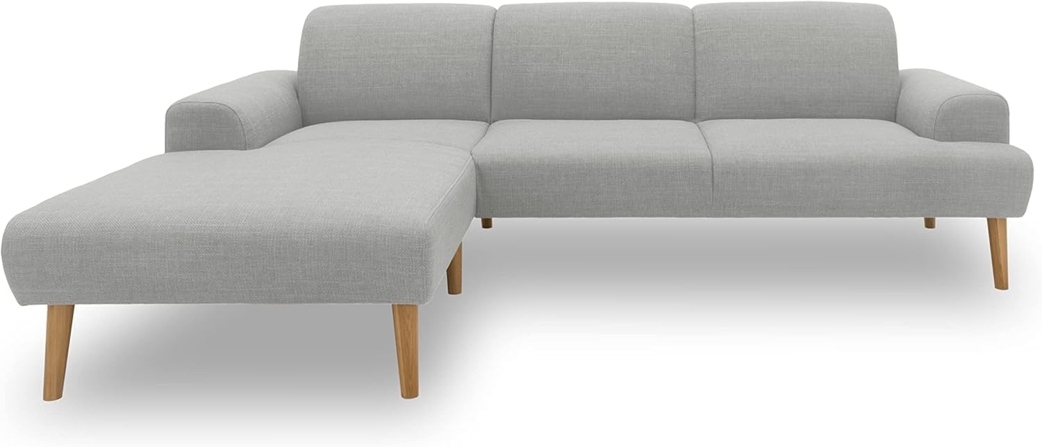 DOMO. collection Ecksofa Salinas, Sofa mit Federkern in L-Form, moderne Couch mit Holzfüßen und schwebender Optik, Eckcouch, Polsterecke, 292 x 176 x 83 cm (BxTxH), silber Bild 1