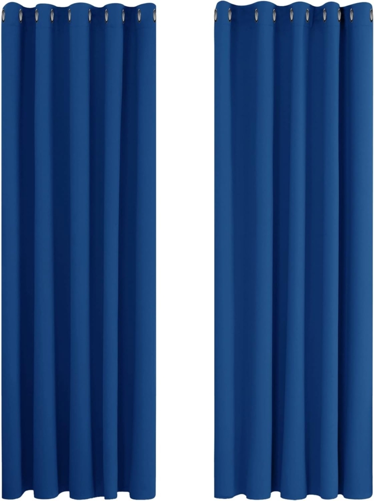 Deconovo Vorhang Blickdicht Ösen Gardinen Kinderzimmer Thermogardine Kälteschutz Ösen, 229x168 cm(HöhexBreite), Königsblau, 2er Set Bild 1
