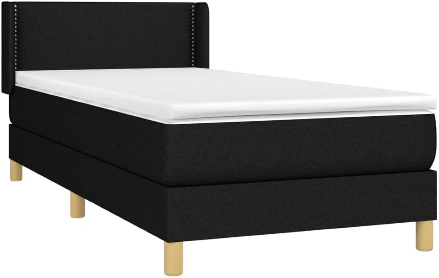 Boxspringbett mit Matratze Stoff Schwarz 80x200 cm, Härtegrad: H2 [3130147] Bild 1