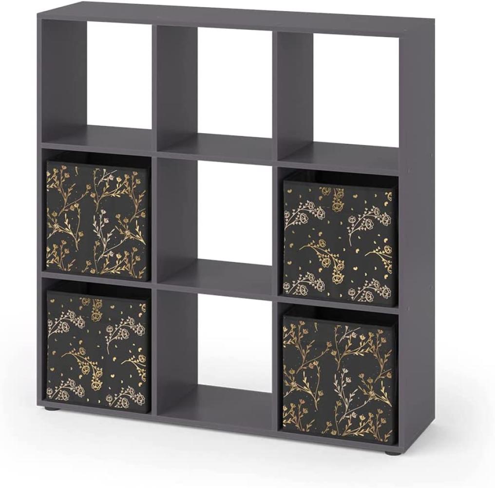 Vicco Raumteiler Würfelregal Standregal Nove Schwarz Faltbox Wohnzimmer Regal 104x108 cm modern Ablage 9 Fächer Dekoregal Ordnerregal Aufbewahrung Bild 1