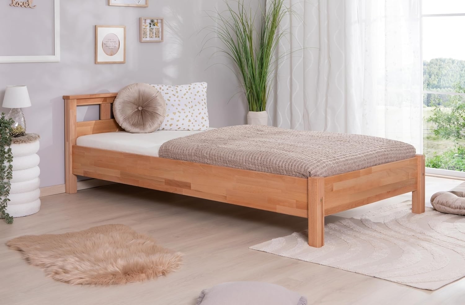 Ticaa 'Merci' Einzelbett 100x200 cm Buche Bio-Geölt Bild 1