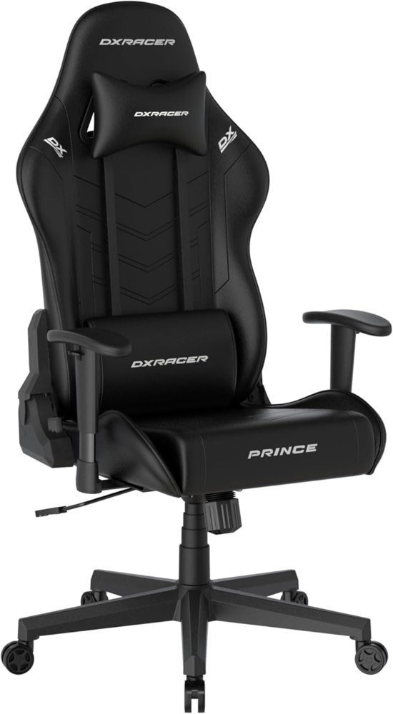 Robas Lund DXRacer Prince L PF132 Gaming-/ Büro-/ Schreibtischstuhl, mit Wippfunktion Gaming Stuhl Höhenverstellbarer Drehstuhl PC Stuhl Ergonomischer Chefsessel, schwarz Bild 1