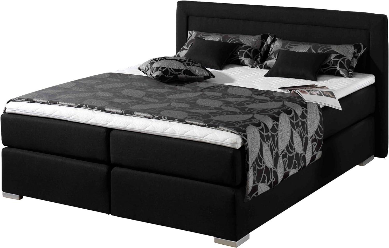 Maintal Boxspringbett Mambo, 140 x 200 cm, Strukturstoff, Tonnentaschenfederkern Matratze H3, schwarz Bild 1