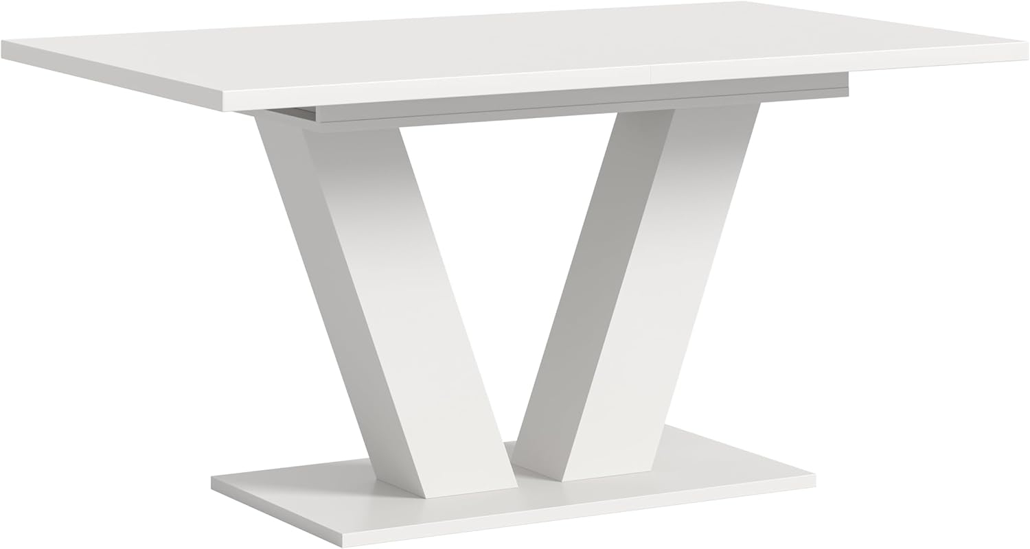 Ausziehbarer Esstisch (B/H/T): 150-190x76x80 in weiß Nachbildung mit Y-Fußgestell Bild 1