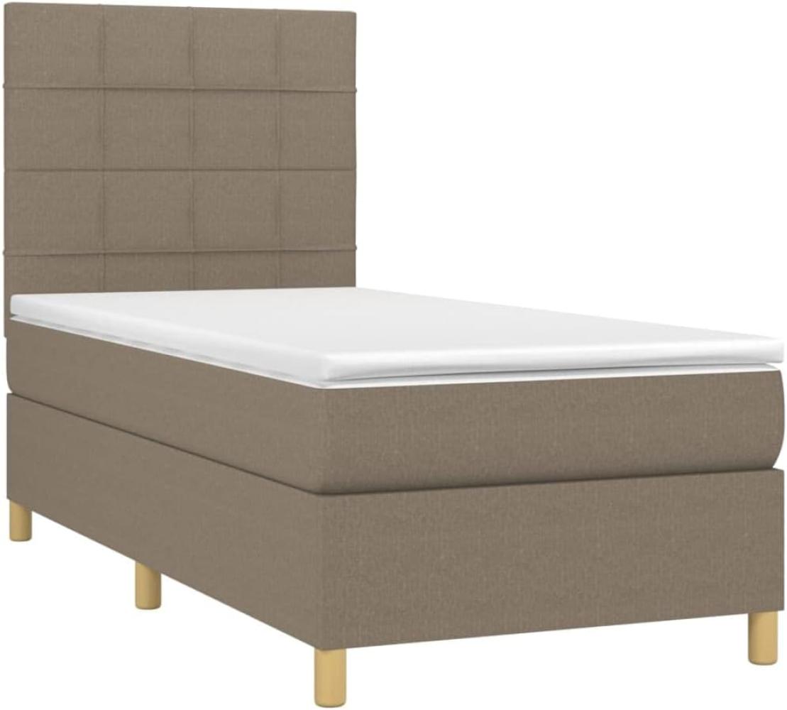 vidaXL Boxspringbett mit Matratze Taupe 90x200 cm Stoff 3142309 Bild 1