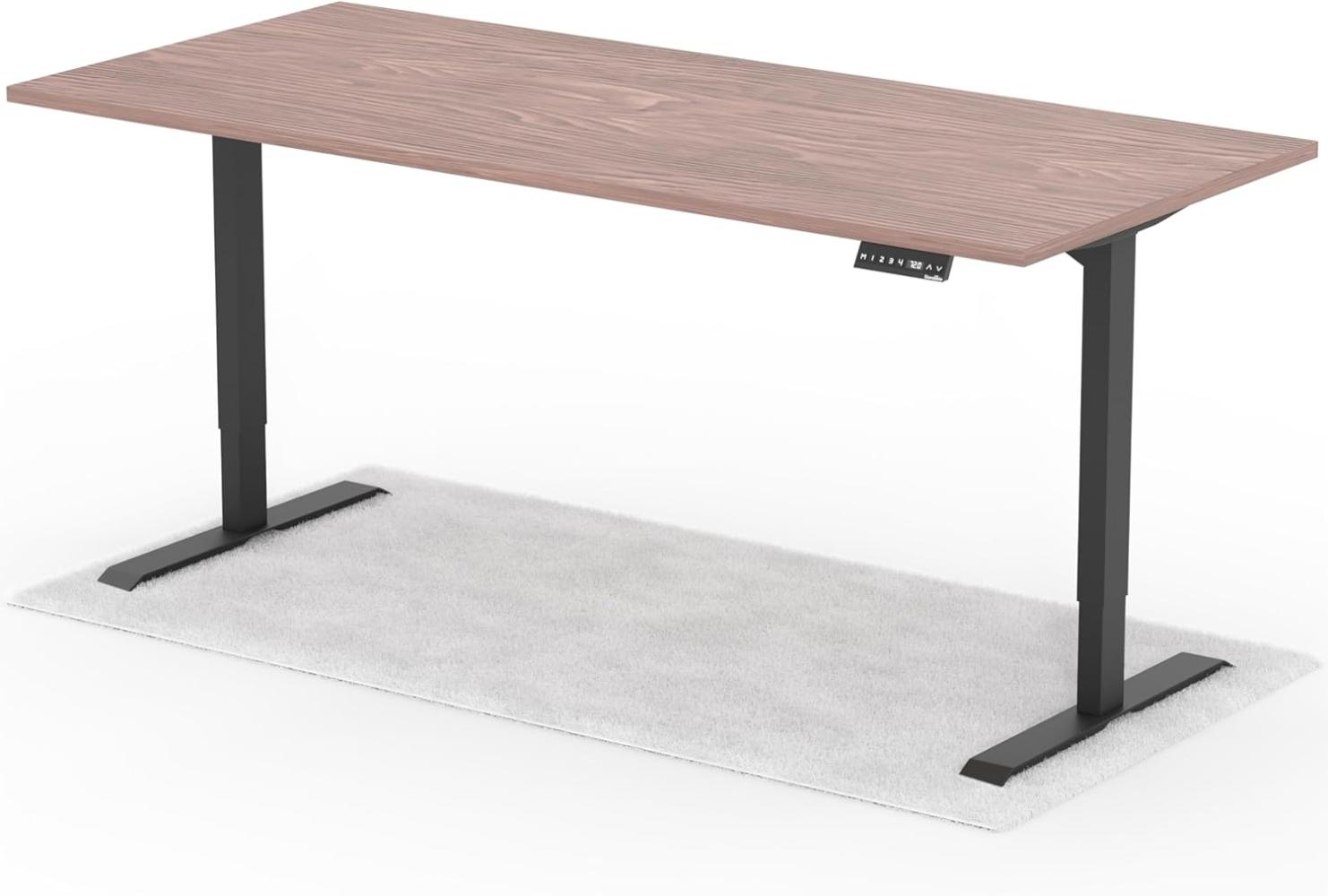 elektrisch höhenverstellbarer Schreibtisch DESK 200 x 90 cm - Gestell Schwarz, Platte Walnuss Bild 1