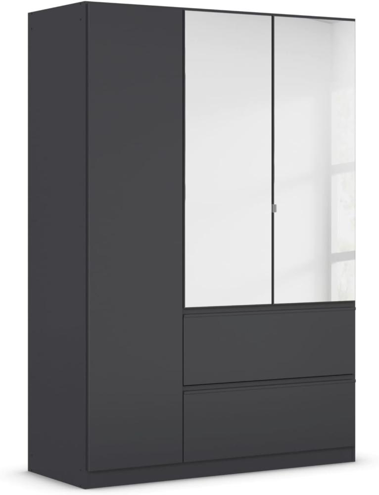 rauch Kleiderschrank, Drehtürenschrank COSTA, 3-türig, 2 Spiegeltüren, 2 Schubkästen, push-to-open, Grau metallic, 136x197x54cm Bild 1