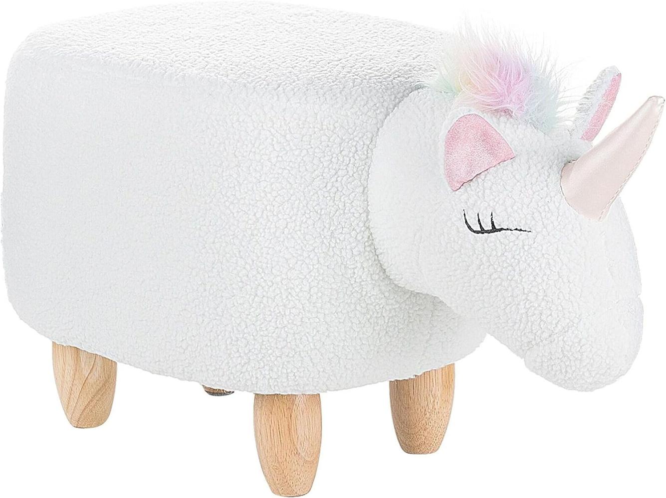 Beliani Pouffe animal white UNICORN Bild 1