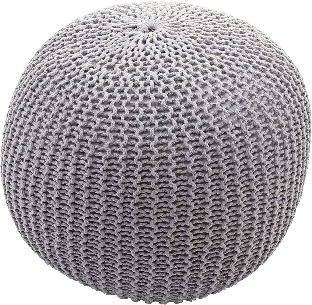 Pouf HWC-E16, Strickhocker Sitzhocker Strickpouf, Strickoptik 40x50cm ~ grau Bild 1