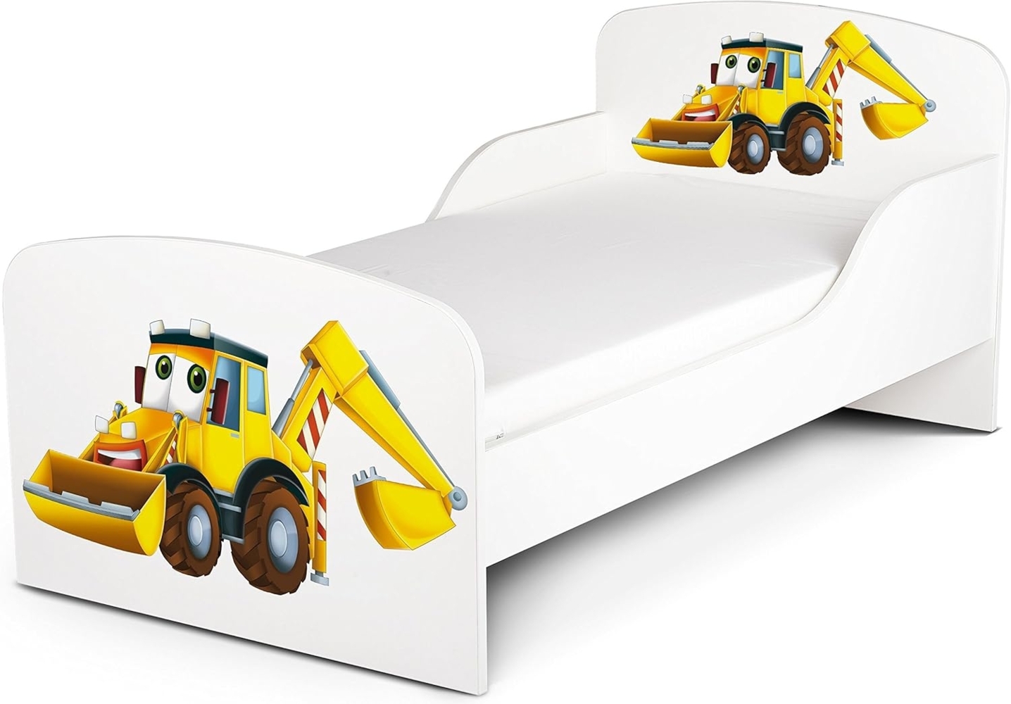 Leomark Kinderbett 70x140 cm, Herr Bagger, mit Matratze und Lattenrost Bild 1