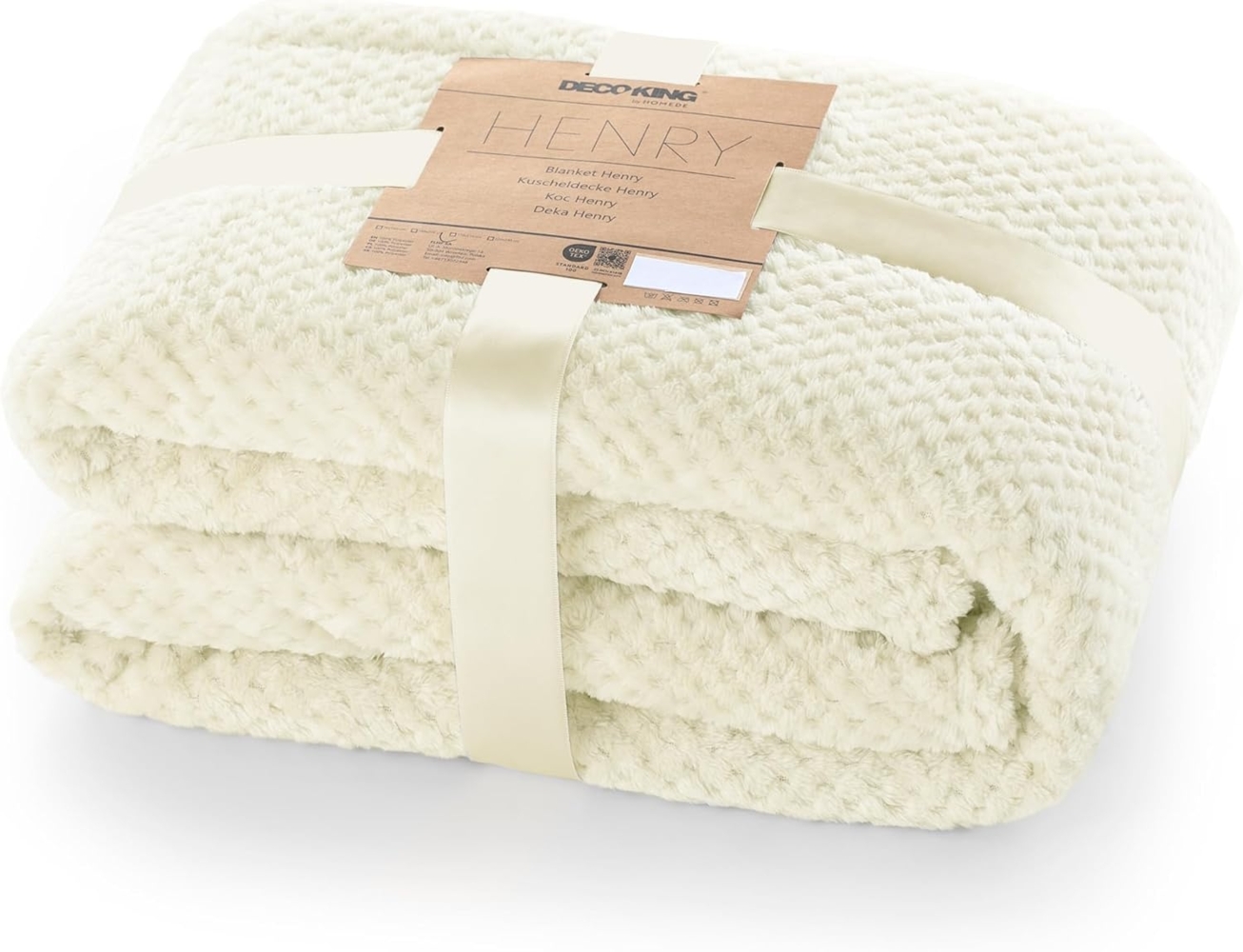 DecoKing Kuscheldecke 220x240 cm Creme Decke Microfaser Wohndecke Tagesdecke Fleece weich sanft kuschelig skandinavischer Stil Ecru Henry Bild 1