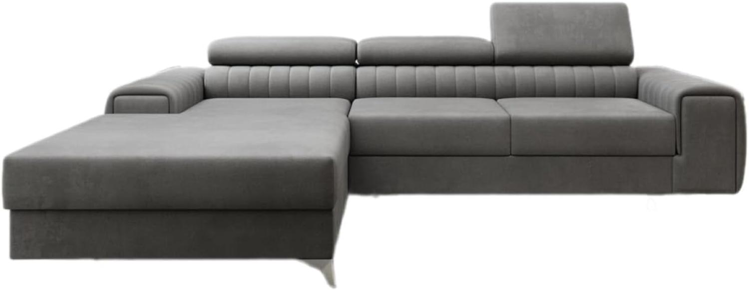 Designer Sofa Melinda mit Schlaf- und Klappfunktion Samt Grau Links Bild 1