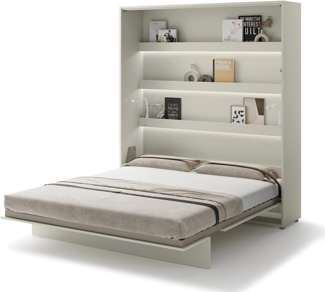 MEBLINI Schrankbett Bed Concept - BC-13 - 180x200 cm Vertikal - Kaschmir mit Matratze - Wandbett mit Lattenrost - Klappbett mit Schrank - Wandklappbett - Murphy Bed - Bettschrank Bild 1