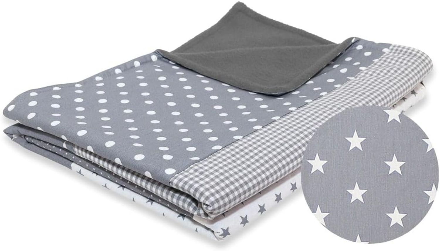 Ullenboom Babydecke & Kuscheldecke 100X140 cm Graue Sterne Bild 1