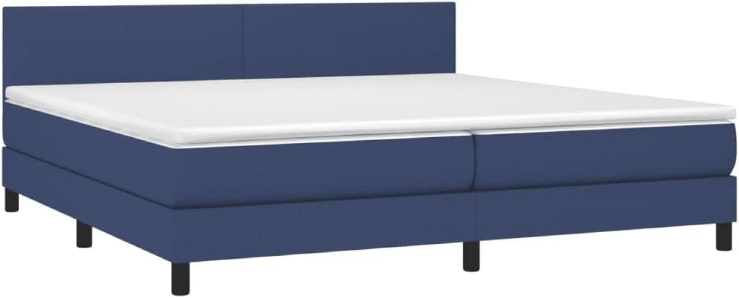 vidaXL Boxspringbett mit Matratze, Stoff, Blau, 200 x 200 cm, H2 Bild 1