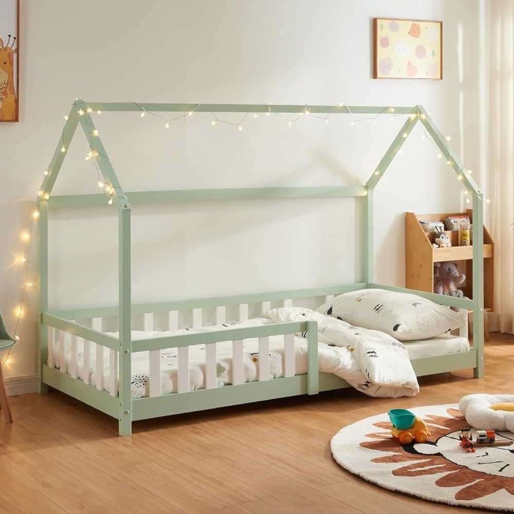 Hausbett Hesel mit Rausfallschutz 90x200cm Mintgrün [en. casa] Bild 1