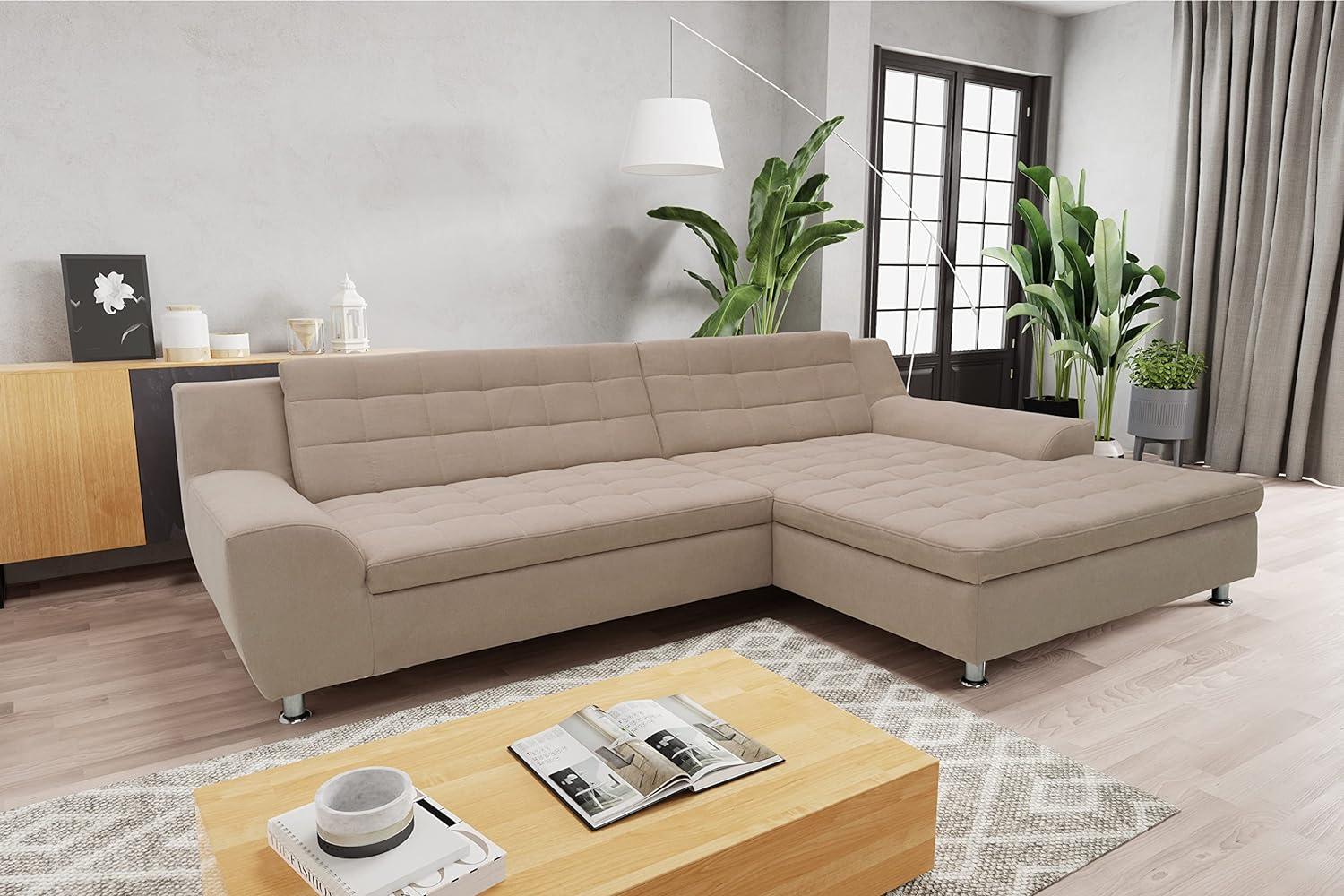 DOMO Collection Merida Ecksofa, Sofa mit Schlaffunktion in L-Form, Eckcouch, Polstergarnitur in taupe Bild 1