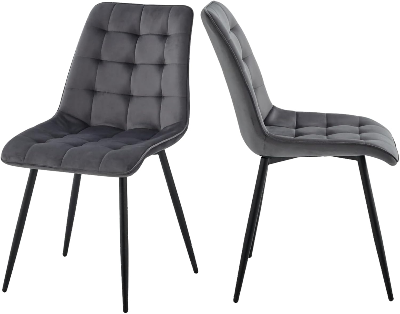 GrandCA HOME Esszimmerstühle 2er Set，Küchenstuhl，Samt Esszimmerstuhl，Samtkissen und Metallbeine， Geeignet für Wohnzimmer/Esszimmer/Küche/Schlafzimmer/Bür（Hellgrau, 2） Bild 1