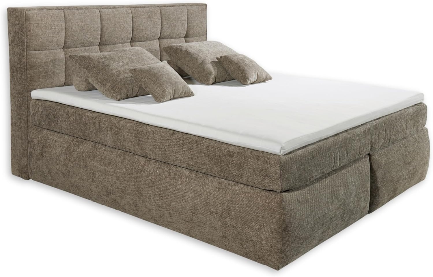 Stella Trading Michigan 6 Boxspringbett 200x200, Stone - Bequemes Doppelbett mit 7-Zonen Federkern Wendematratze & Kaltschaum Topper - 210 x 128 x 225 cm (B/H/T) Bild 1