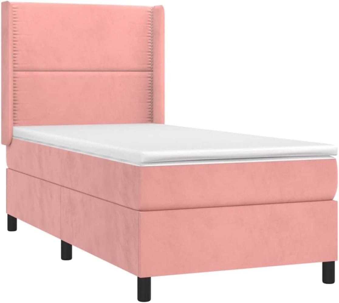 vidaXL Boxspringbett mit Matratze Rosa 90x190 cm Samt 3132596 Bild 1