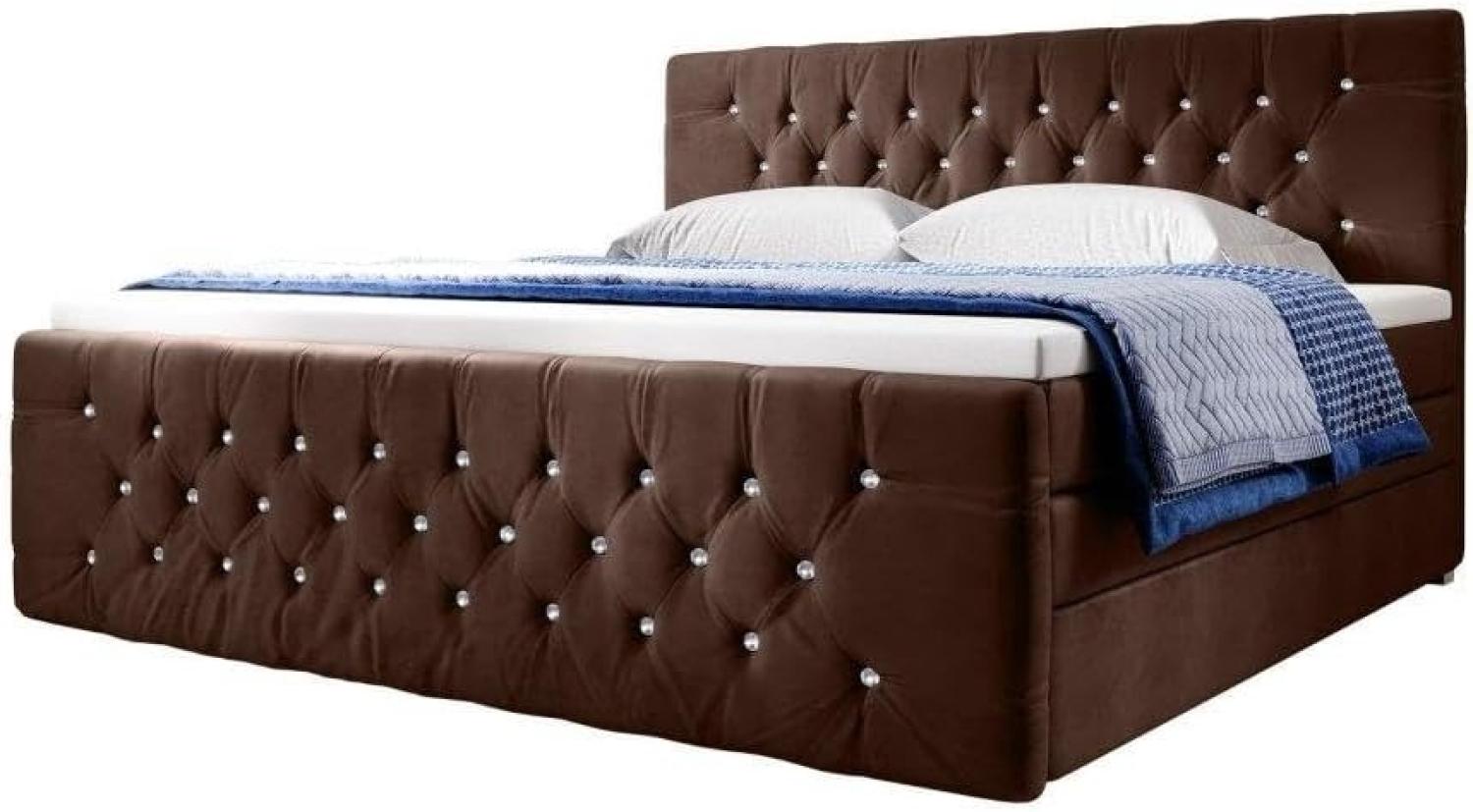 Boxspringbett Paradise mit LED, USB und Füßen 160x200 Braun H4 Bild 1