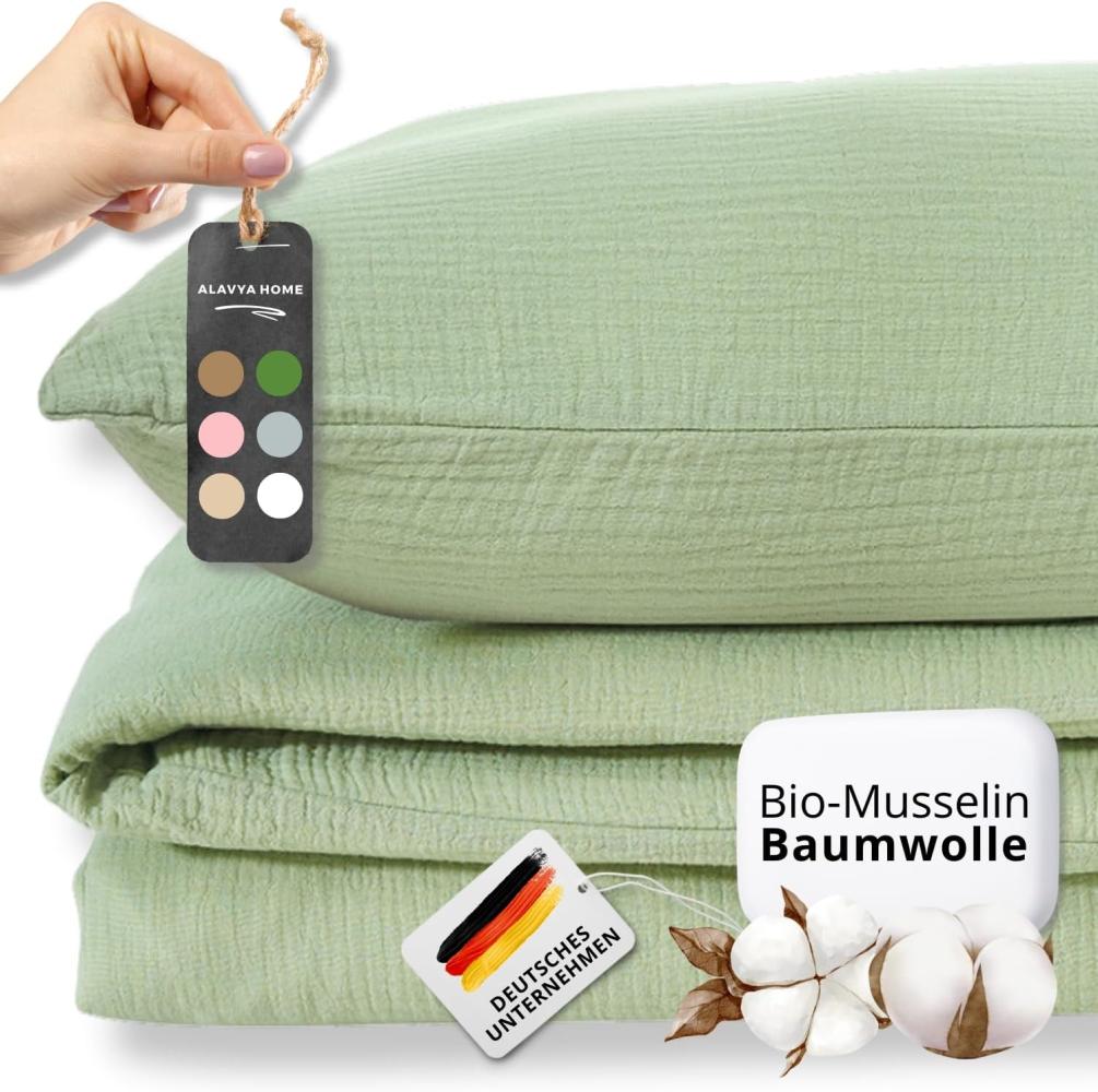 Alavya Home® Bettwäsche Musselin 135x200 mit Kissenbezug für Allergiker I GOTS zertifiziert, 100% Bio-Baumwolle, 4 teilig, Hypoallergen & Atmungsaktiv Bild 1