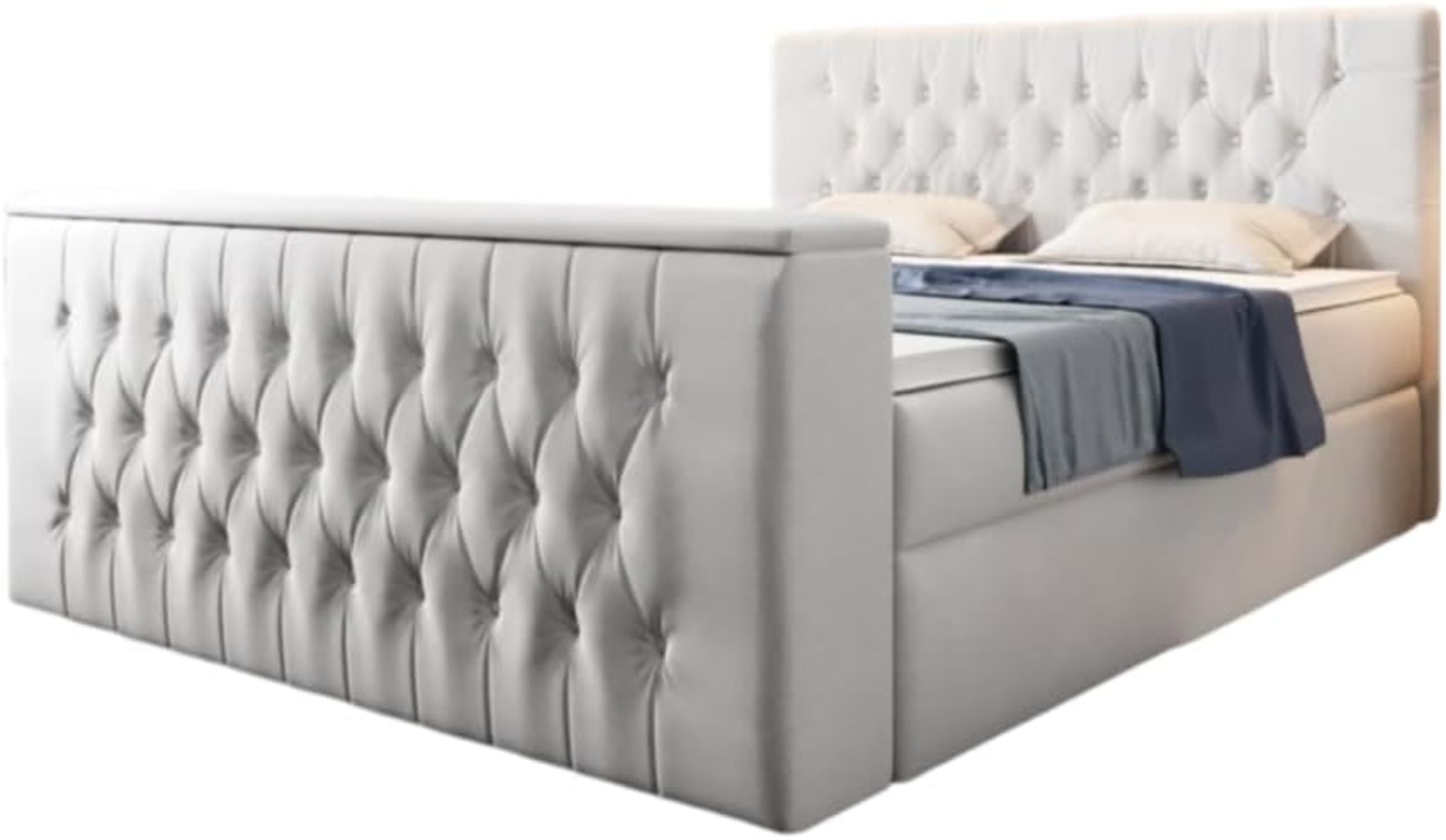 Boxspringbett Velano mit TV Lift und Stauraum 180x200 Weiß H3 Bild 1