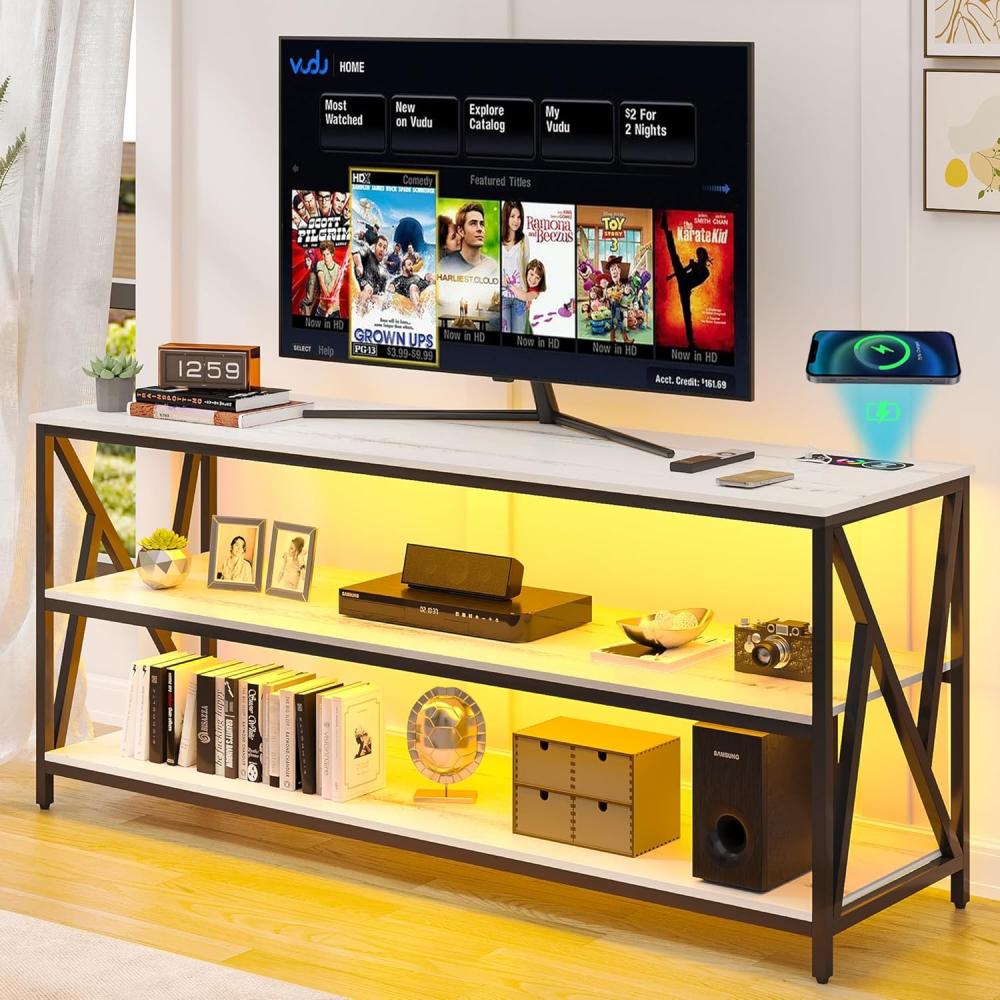 Lvifur TV-Ständer TV Schrank mit LED-Beleuchtung,Fernsehschrank Lowboard Sideboard fur bis zu 65 Zoll,TV Fernsehtisch Für Wohnzimmer(40 x 140 x 60 cm) Bild 1